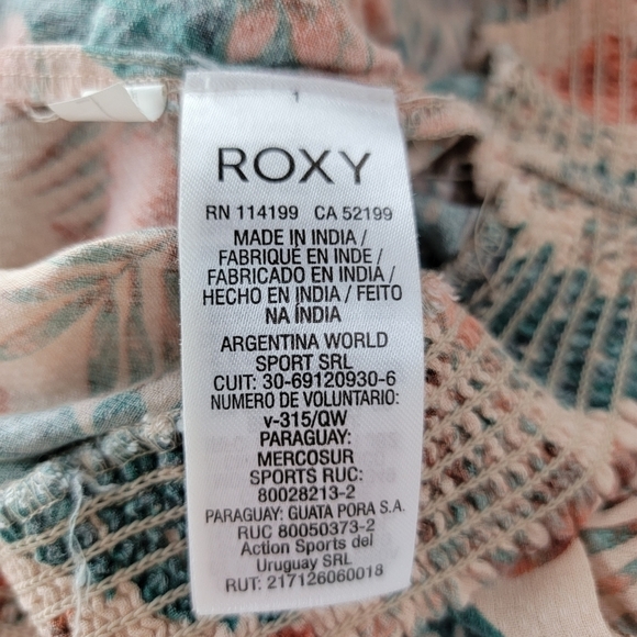 Roxy Olivia Tropical Print Ruffle Crop Top Removable Straps Size L/12 - Picture 5 of 8